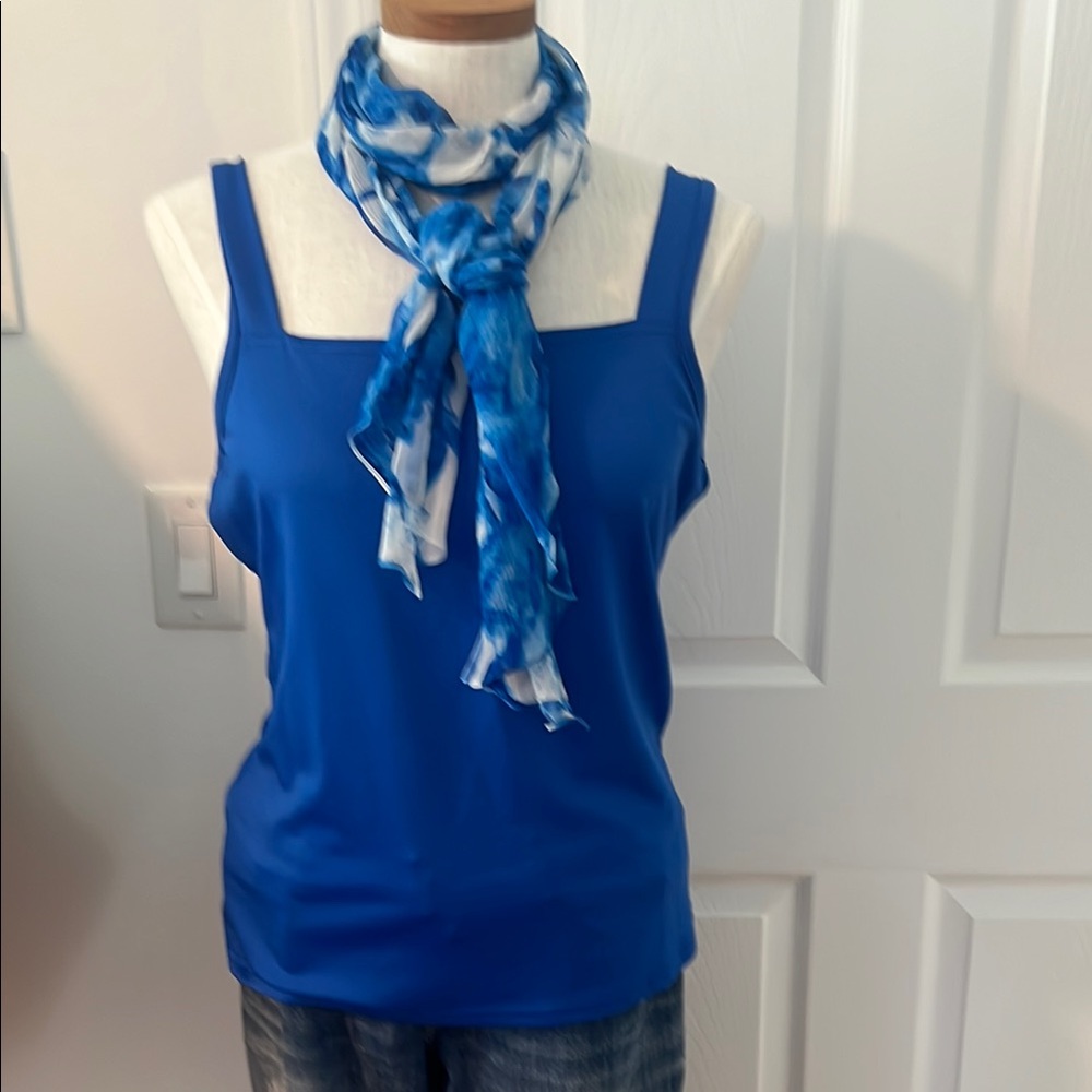 NWT Cobalt Blue Tank with Matching Scarf Size Large